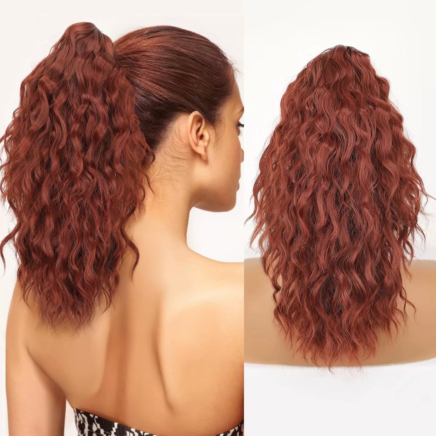 18 Inch Curly Wavy Frizzy Hair Extension with Ponytail