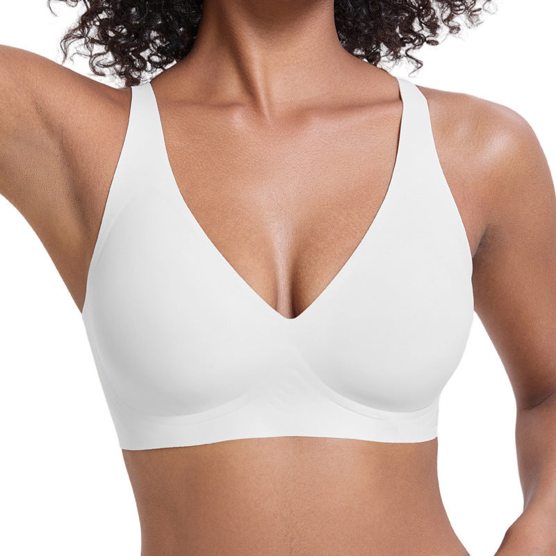 💜💜Jelly Wireless Womens Comfortable Wireless Bras Push Up Bralettes Seamless Tshirts Bras Deep V Everyday Bras