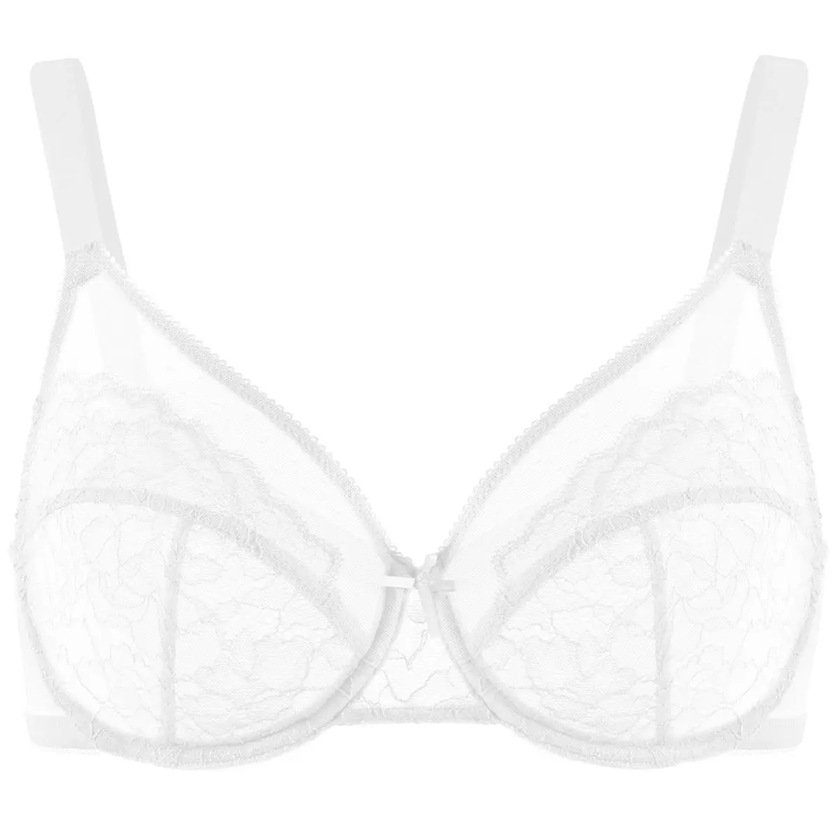💜Enchante Floral Lace Plus Size Underwire Unlined Unpadded Minimizer Full Coverage Bra Women's Wear Comfortable Breathable Mesh Cup