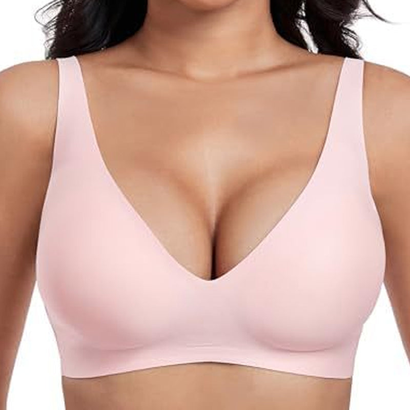 💕 💕Jelly Wireless Womens Comfortable Wireless Bras Push Up Bra Seamless Tshirts Bras Deep V Everyday Bras