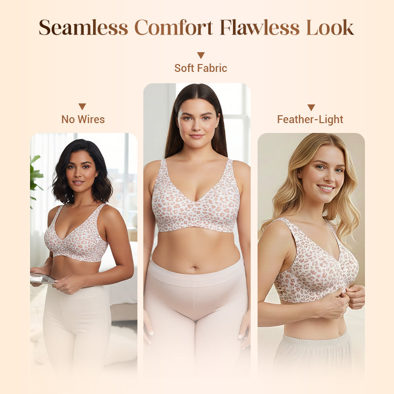 💕 💕Jelly Wireless Womens Comfortable Wireless Bras Push Up Bra Seamless Tshirts Bras Deep V Everyday Bras