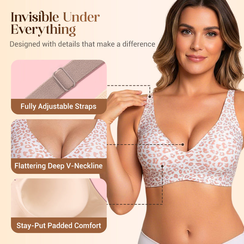 💕 💕Jelly Wireless Womens Comfortable Wireless Bras Push Up Bra Seamless Tshirts Bras Deep V Everyday Bras