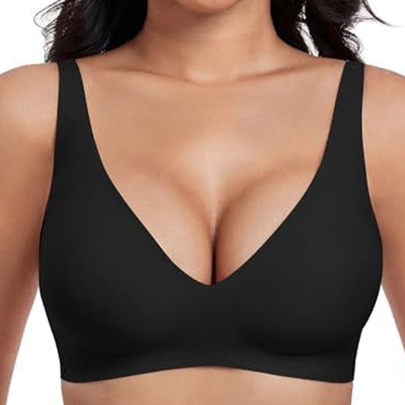 💕Jelly Wireless Womens Comfortable Wireless Bras Push Up Bralettes Seamless Tshirts Bras Deep V Everyday Bras