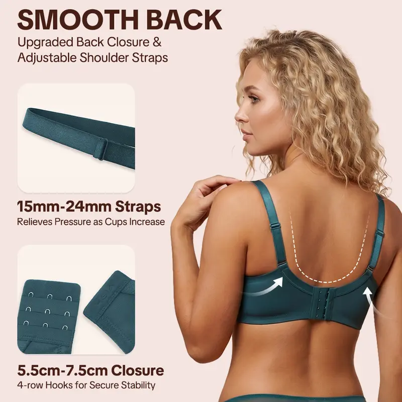 💜Enchante Floral Lace Plus Size Underwire Unlined Unpadded Minimizer Full Coverage Bra Women's Wear Comfortable Breathable Mesh Cup