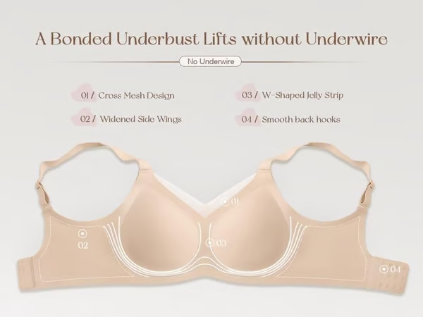 💜 LAST DAY PROMOTION - 50%OFF💜Women's Wireless V-Neck Crossover Mesh Seamless Push-Up Bra