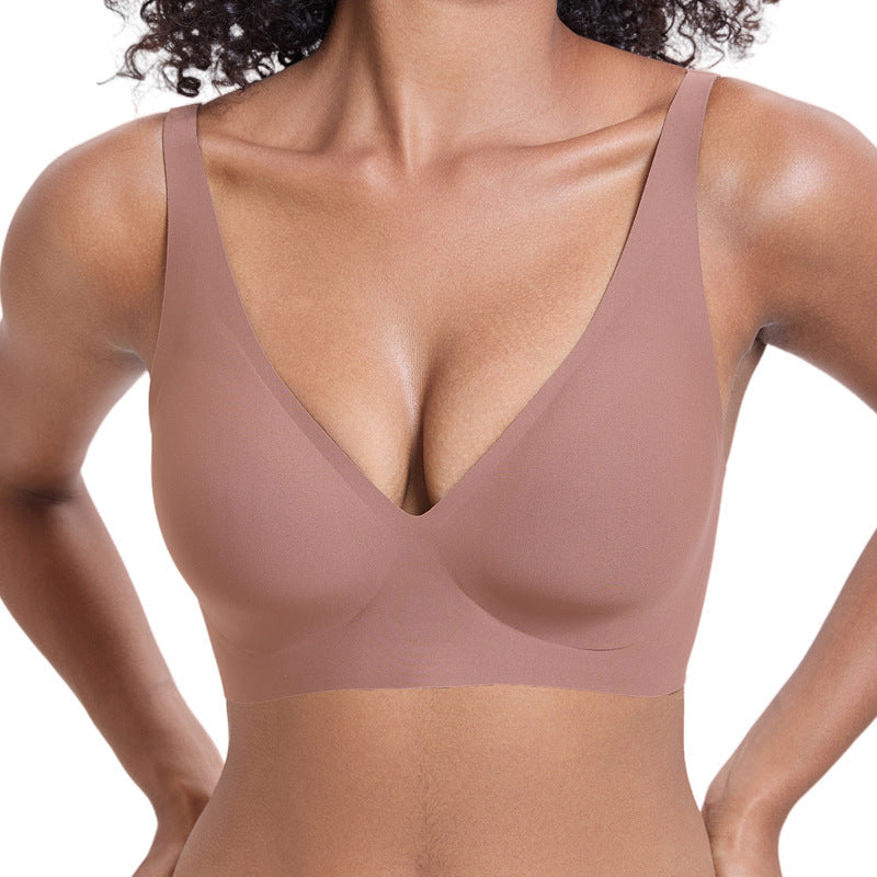 💜💜Jelly Wireless Womens Comfortable Wireless Bras Push Up Bralettes Seamless Tshirts Bras Deep V Everyday Bras