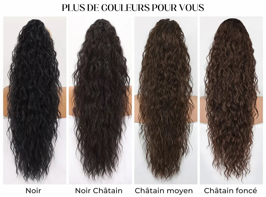Extension de Cheveux Bouclés Ondulés et Volumineux avec Queue de Cheval