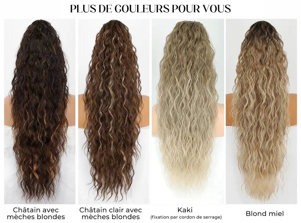 Extension de Cheveux Bouclés Ondulés et Volumineux avec Queue de Cheval