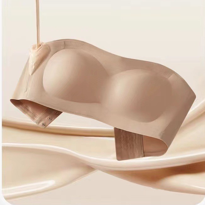💞💞Womens Strapless Bras Push Up Bandeau Bra Non Slip Wireless Supportive Padded Bras Seamless Comfortable Tube Jelly Bra