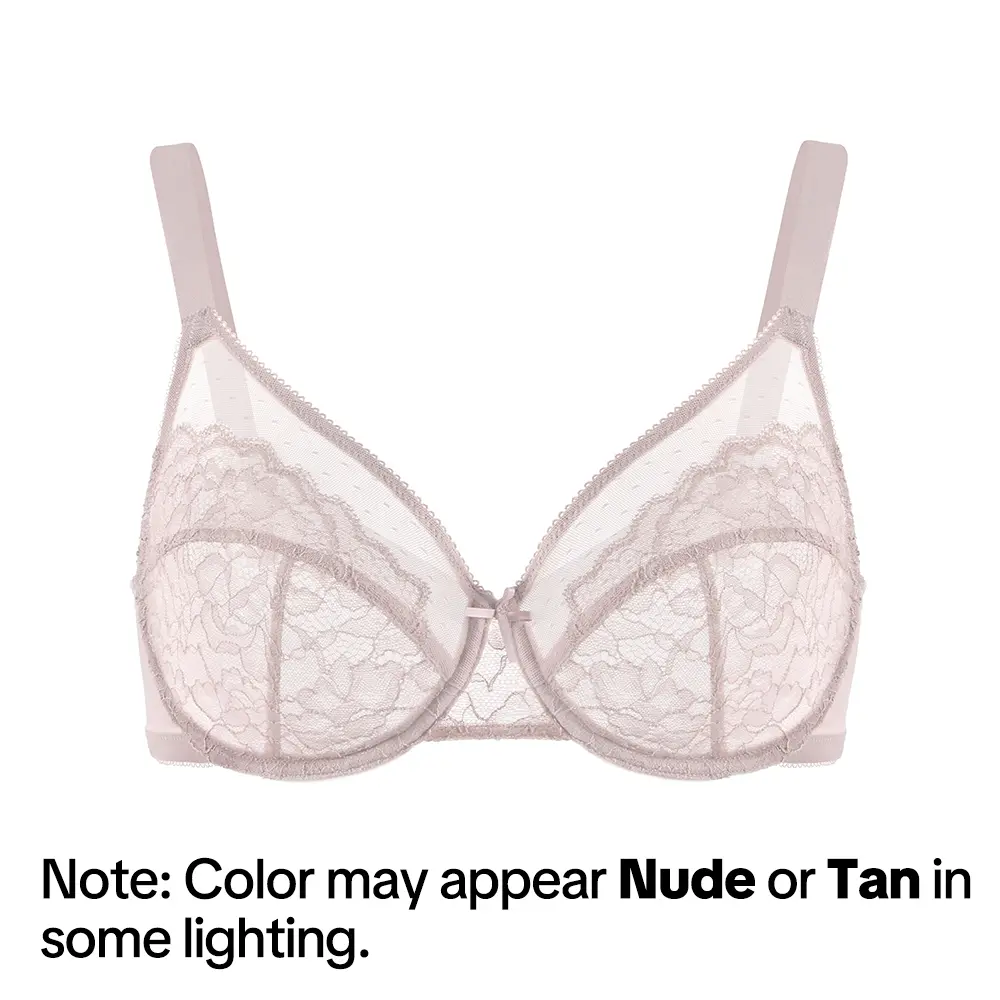 💜Enchante Floral Lace Plus Size Underwire Unlined Unpadded Minimizer Full Coverage Bra Women's Wear Comfortable Breathable Mesh Cup