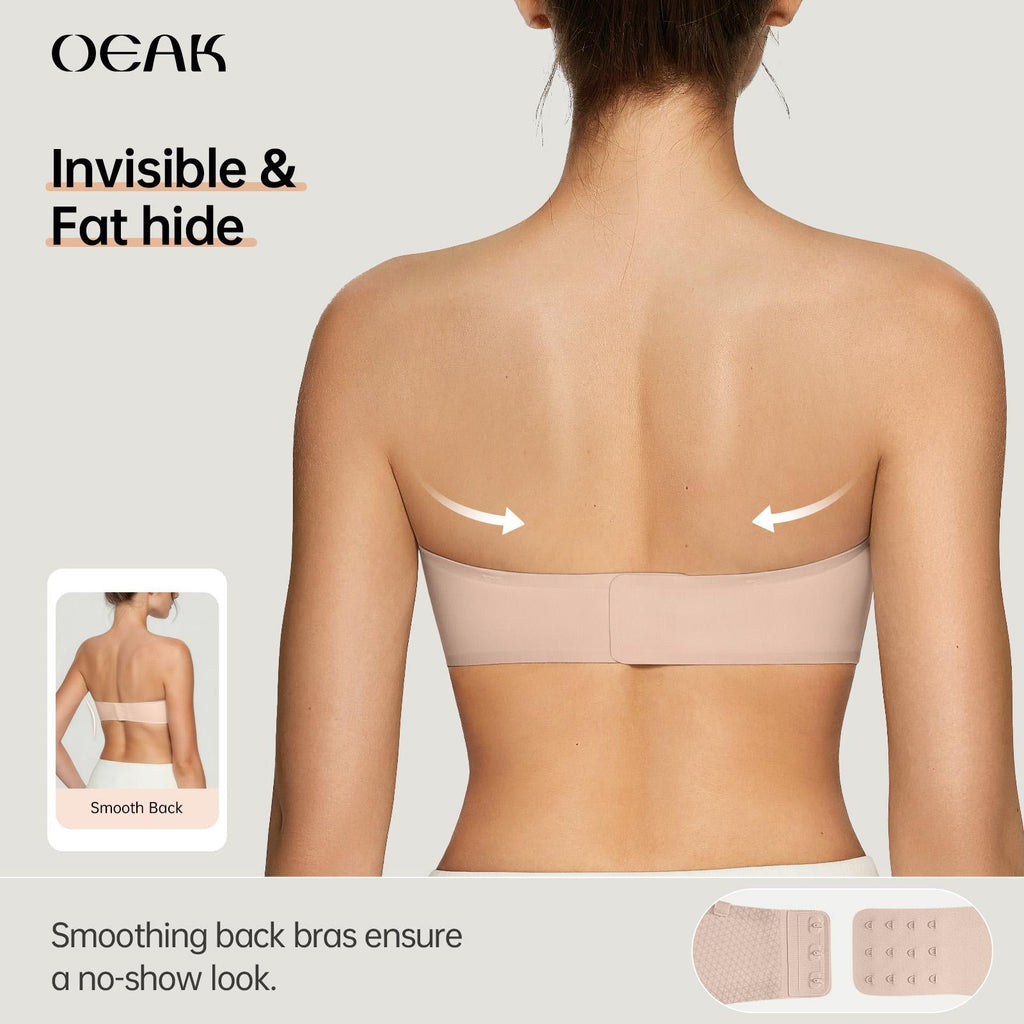 💞💞Womens Strapless Bras Push Up Bandeau Bra Non Slip Wireless Supportive Padded Bras Seamless Comfortable Tube Jelly Bra