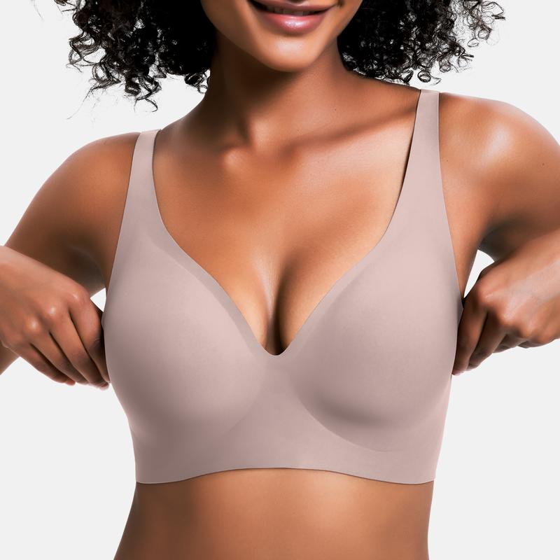 💜💜Jelly Wireless Womens Comfortable Wireless Bras Push Up Bralettes Seamless Tshirts Bras Deep V Everyday Bras