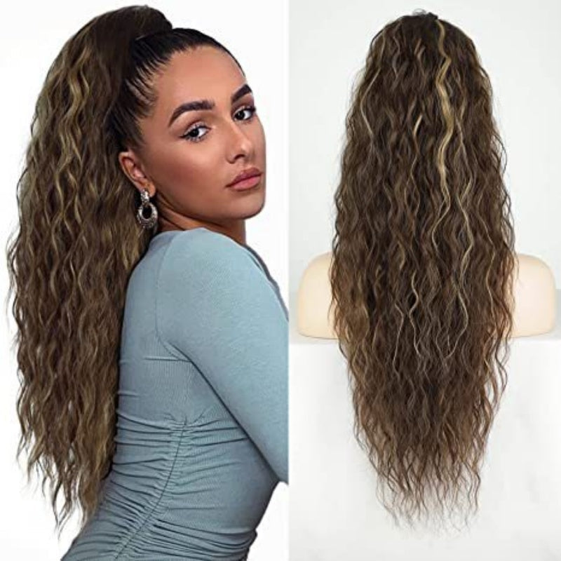 Extension de Cheveux Bouclés Ondulés et Volumineux avec Queue de Cheval