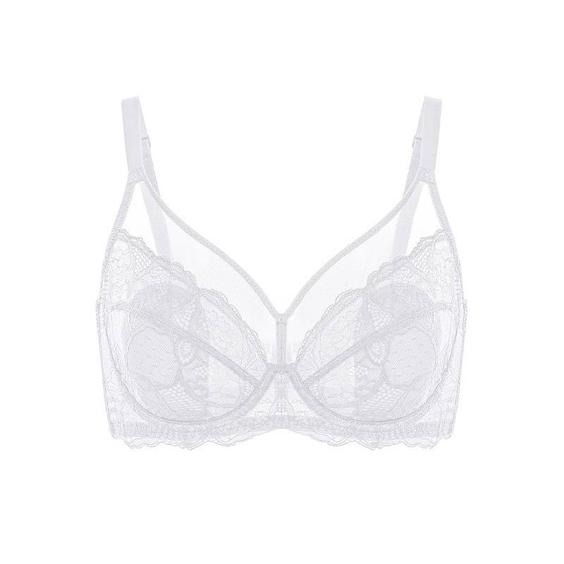💜Enchante Floral Lace Plus Size Underwire Unlined Unpadded Minimizer Full Coverage Bra Women's Wear Comfortable Breathable Mesh Cup