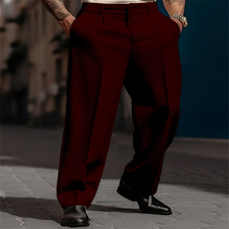 Men’s Casual Pleated Wide-Leg Pants