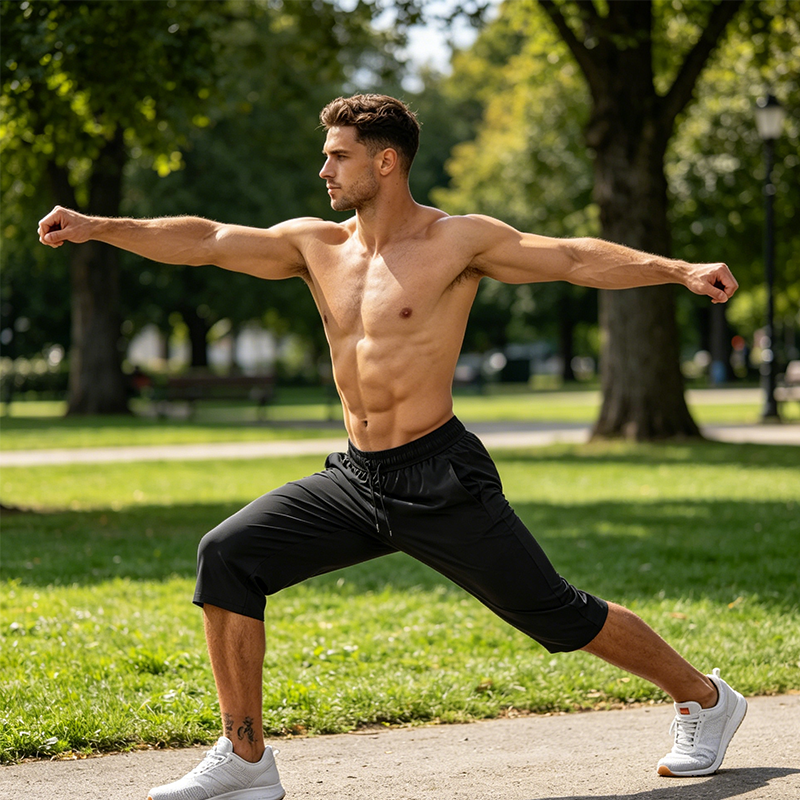 Men's Quick-Dry Sports Capri Pants – Stretchy, Zipper Pockets, Versatile