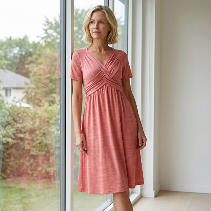 👗💙 52% OFF TODAY! ✨ Women’s V-Neck Short Sleeve Long Dress 🌸 Elegant Flowing Fit, Comfortable Fabric & Effortless Everyday Style